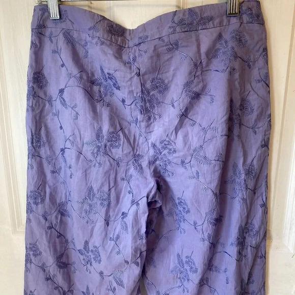 VTG Y2K Salvatore Ferragamo Flare Leg Pants Purple Floral Embroidered Lady Sz 8 - Picture 7 of 13